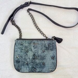 GUESS Blue Denim Crossbody Bag with Star Details